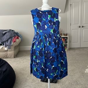 Oscar De La Renta designer blue tulip floral bow dress, girls 8Y